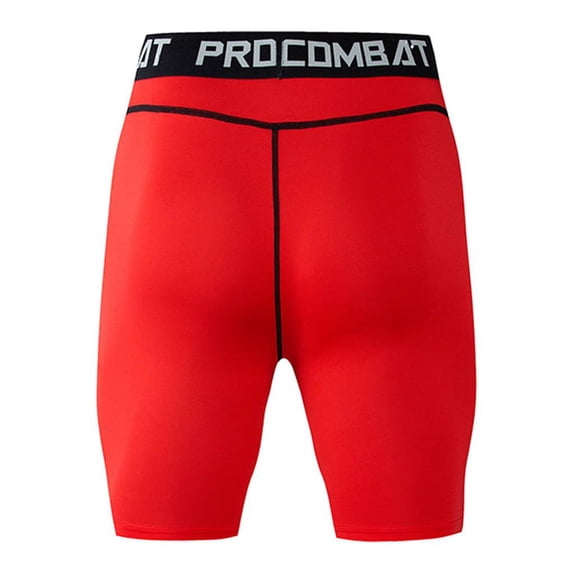 FRSASU Men's Compression Shorts Stretch Breathable Gym Workout Running Tights Athletic Casual Base Layer Bike Shorts Red