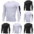 thumbnail image 1 of FRSASU Men's Compression T-Shirts Summer Gym Bodybuilding Muscle Tees Casual Long Sleeve Workout Running Sports Tops White, 1 of 4