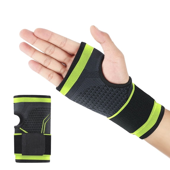 FRSASU Men's Compression Wrist Support Sleeve Adjustable Strap Sports Work Fitness Wrist Guard Green