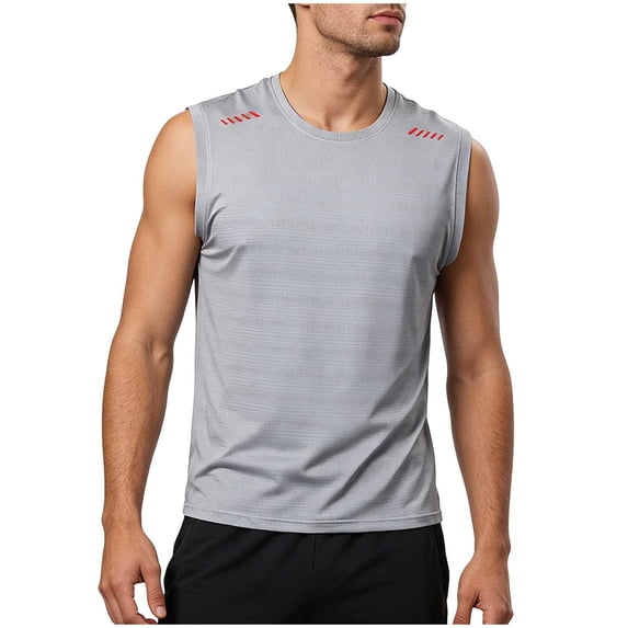 FRSASU Men's Cooling Ice Silk Tank Tops Mesh Quick Dry Sleeveless Athletic Gym Outdoor Workout Tops Gray