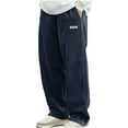 thumbnail image 1 of FRSASU Men's Corduroy Casual Lounge Fashion Loose Fit Wide Leg Pants Straight Sweatpants Elastic Waist Drawstring Pants with Pockets Navy, 1 of 6