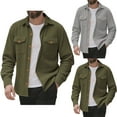 thumbnail image 1 of FRSASU Men's Corduroy Long Sleeve Shirt Loose Fit Casual Warm Wear Lapel Button Jacket with Pockets Gray, 1 of 9