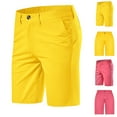 thumbnail image 1 of FRSASU Men's Casual Stretch Short Slim Fit Flat Front Shorts Summer Cotton Casual Shorts with Pocket Yellow, 1 of 6