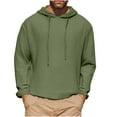 thumbnail image 1 of FRSASU Men's Cotton Linen Pullover Hoodie, Long-Sleeve Drawstring Slub thermal Green, 1 of 7