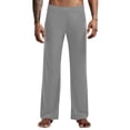 thumbnail image 1 of FRSASU Men's Cotton Pajama Pants Soft PJ Lounge Bottoms Loungewear Elastic Waist(Big and Tall) Gray, 1 of 9