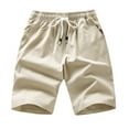 thumbnail image 1 of FRSASU Men's Cotton Shorts Relaxed-Fit Casual Summer Beach Drawstring Elastic Waist Board Shorts with Pockets Khaki, 1 of 3