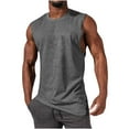 thumbnail image 1 of FRSASU Men's Cotton Sleeveless Tank Tops Cut off Muscle Gym Workout Running Beach Loose Fit Tees Gray, 1 of 7