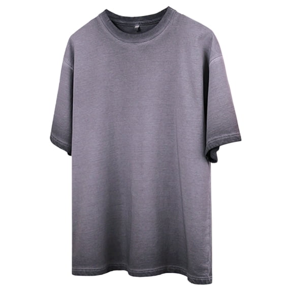 FRSASU Men's Cotton T-Shirts Oversized Unisex Short Sleeves Casual Loose Vintage Wash Solid Basic Tee Tops Gray