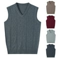 thumbnail image 1 of FRSASU Men's Cotton Textured Sweater Vest V Neck Lightweight Regular Fit Knit Sleeveless Pullover Warm Sweater Light Gray, 1 of 4