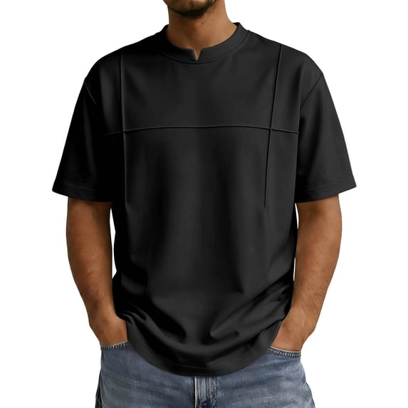 FRSASU Men's Crew Neck Basic Oversized Tshirts Half Sleeve Plain Loose Fit Summer Pullover Tops Black