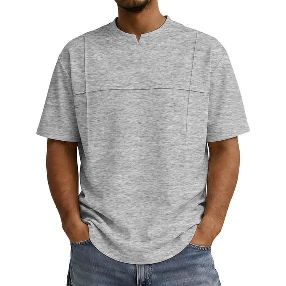 FRSASU Men's Crew Neck Basic Oversized Tshirts Half Sleeve Plain Loose Fit Summer Pullover Tops Gray