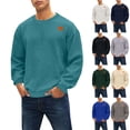 thumbnail image 1 of FRSASU Men's Crew Neck Sweatshirt Textured Long Sleeve Solid Casual Regular Fit Pullover Tops White, 1 of 3