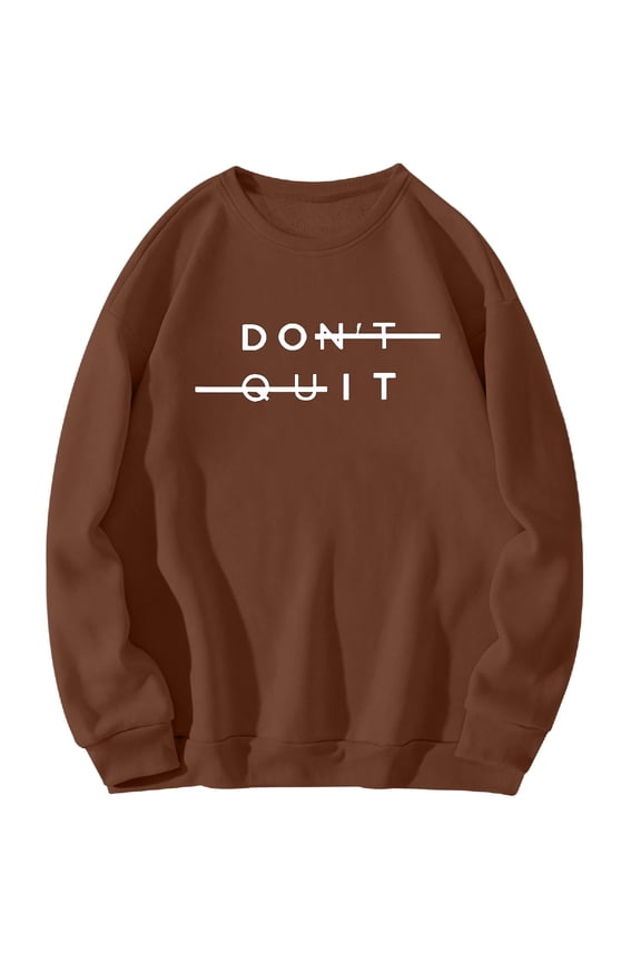 Men's Crewneck Printed Sweatshirt Solid Color Pullover Casual Long Sleeve Shirt Coffee