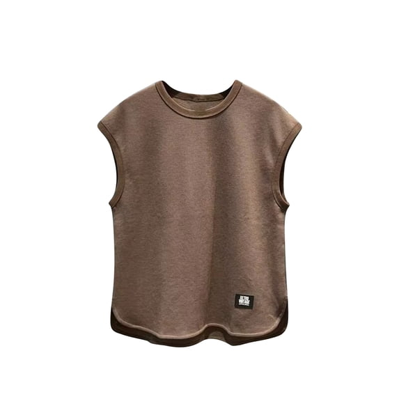 FRSASU Men's Crewneck Sleeveless Athletic Tank Top Performance Workout Muscle Cut Tee Tops Coffee