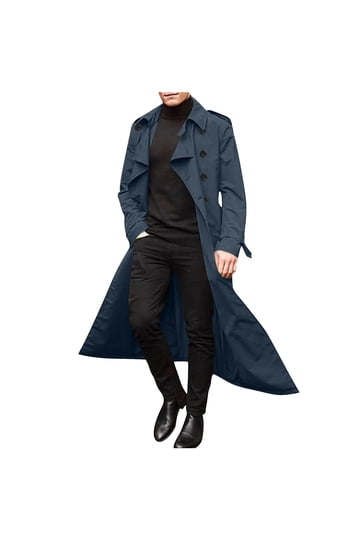 men's long dress coats Runcati Mens Full Length Trench Coat Notched Lapel Long Jacket Double Breasted Classic Winter Overcoat at Amazon Men's Clothing store