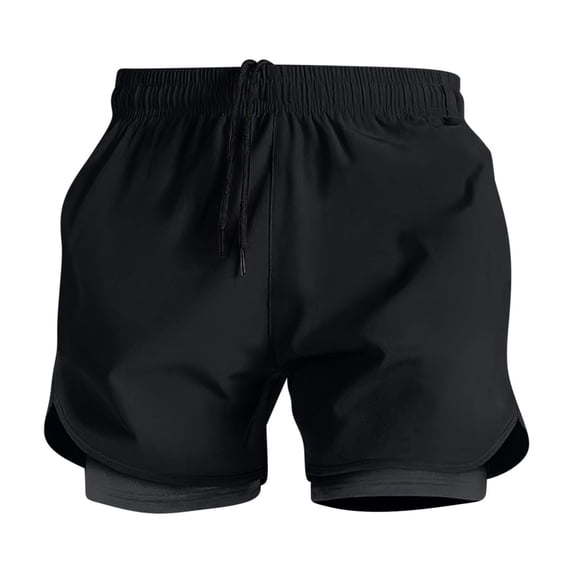 FRSASU Men's Double-Layer Running and Fitness Shorts Gym Athletic Workout Shorts for Men 3 inch Sports Shorts Black
