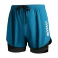 thumbnail image 1 of FRSASU Men's Double-Layer Running and Fitness Shorts Gym Athletic Workout Shorts for Men 3 inch Sports Shorts Blue, 1 of 5