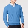 thumbnail image 1 of FRSASU Men's Fall and Winter V Neck Sweater Pullover Regular Fit Long Sleeve Knitting Sweaters Blue, 1 of 4