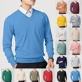 thumbnail image 1 of FRSASU Men's Fall and Winter V Neck Sweater Pullover Regular Fit Long Sleeve Knitting Sweaters Yellow, 1 of 4