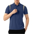 thumbnail image 1 of FRSASU Men's Fashion Color Block Polo Shirts Casual Short Sleeve Lightweight Golf Top Shirts with Button Navy, 1 of 6