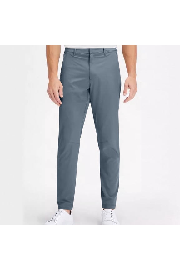 Men's Fashion Daily casual thin style Pants Casual invisible button Tapered Trousers with Pockets Dark Gray