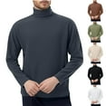 thumbnail image 1 of FRSASU Men's Fashion Mock Turtleneck T-Shirts Long Sleeve Pullover Sweater Basic Designed Undershirt Slim Fit Top White, 1 of 4