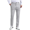 thumbnail image 1 of FRSASU Men's Fashion Stretch Dress Pants Slim Fit Plaid Pants Business Suit Pants Casual Golf Pants Gray, 1 of 6