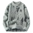 thumbnail image 1 of FRSASU Men's Fashionable Casual Printed Sweater Crew Neck Long Sleeve Pullover Thick Warm Tops Gray, 1 of 4