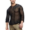 thumbnail image 1 of FRSASU Men's Fishnet Shirt Mens Fishnet Top Mesh Transparent Long Sleeve Muscle T-Shirt Net Undershirt Top for Men Black L, 1 of 2