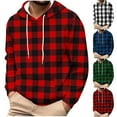 thumbnail image 1 of FRSASU Men's Flannel Hoodie Drawstring Pullover Shirts Long Sleeve Casual Vintage Plaid Shirt Sweatshirt with Pocket White, 1 of 5