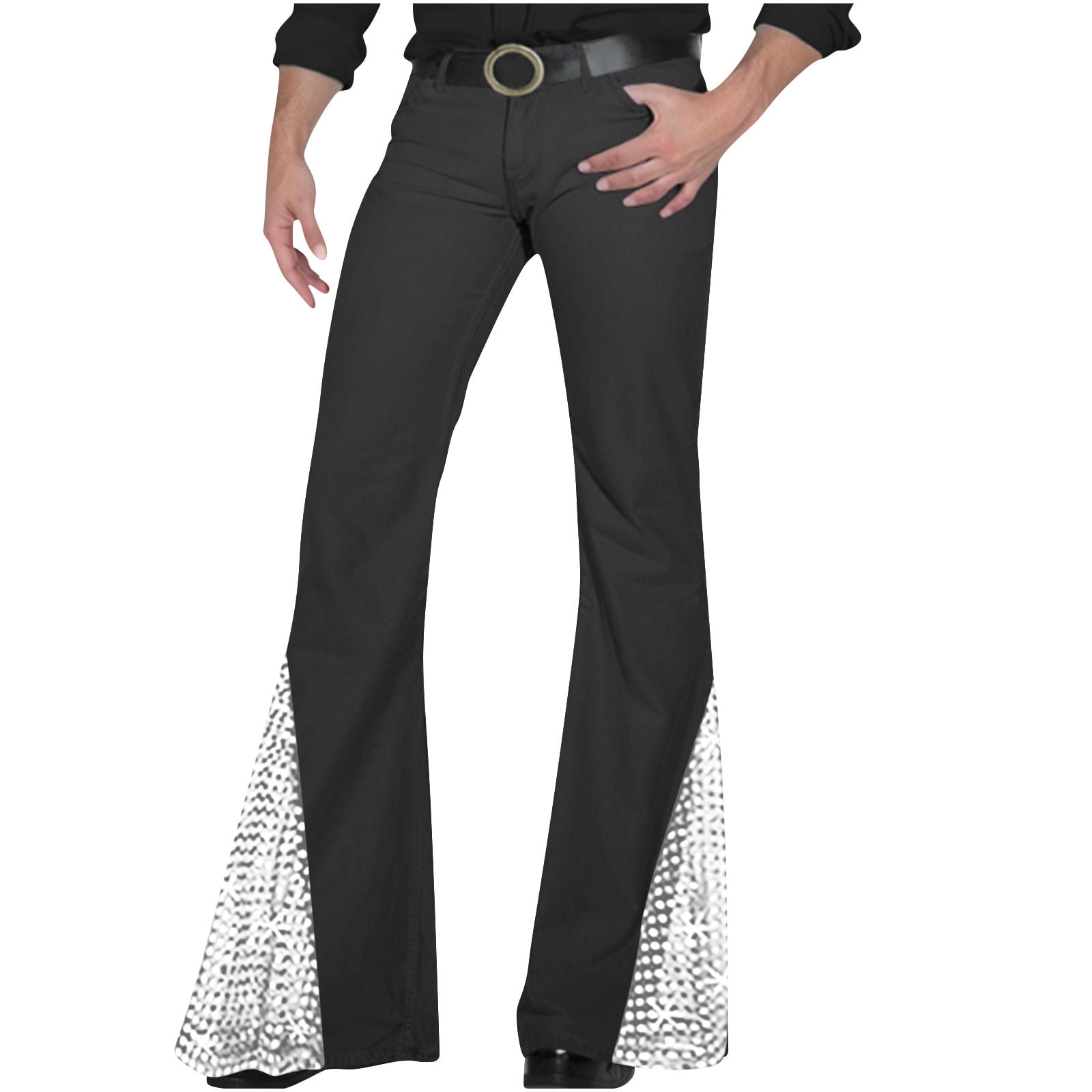 FRSASU Men's Flare Baggy Dress Pants Wide Leg Pleated Causal Slacks ...