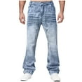 thumbnail image 1 of FRSASU Men's Flared Pants Classic Flared Loose Leg Jeans Boot Cut Button Down Trousers Blue-C, 1 of 8