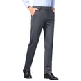 thumbnail image 1 of FRSASU Men's Flat Front Wrinkle Free Relaxed Fit Dress Pants, High Waist Stretch Quick Dry Golf Pant Pleated with Pockets Gray, 1 of 5