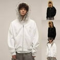 thumbnail image 1 of FRSASU Men's Fleece Hooded Jackets Fleece Collar Jackets Thicken Warm Style Jacket Multi Pocket Gray, 1 of 9