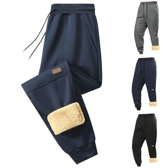 FRSASU Men's Fleece Sherpa Lined Sweatpants Winter Warm Heavyweight Straight Leg Athletic Yoga Joggers Lounge Pants Open Bottom Casual Pants Gray