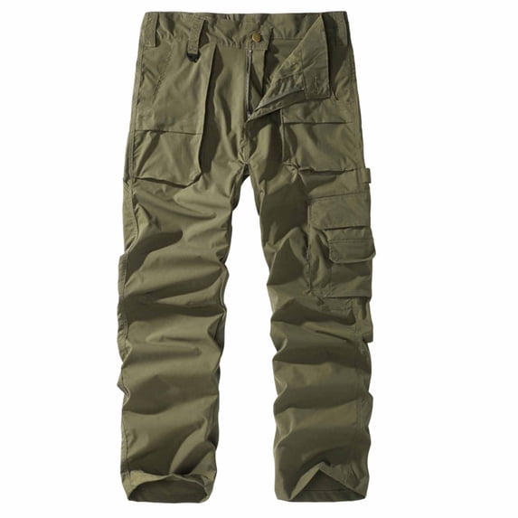FRSASU Men's Flex Ripstop Tactical Pants, Water Resistant Stretch Cargo Pants, Lightweight Hiking Work Pants with Multi Pockets Army Green