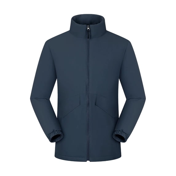 FRSASU Men's Full‑Zip Stand Collar Casual Jacket Wind‑Resistant Lightweight Coat with Big Flap Pockets Hiking Travel Outfits Gray