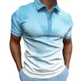 thumbnail image 1 of FRSASU Men's Geometic Gradient Polo Shirts Golf Shirts Short Sleeved Polo Shirts Collared Shirt Casual Vacation Wear Party Shirt Light Blue, 1 of 7