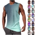 thumbnail image 1 of FRSASU Men's Gradient Printed Tank Tops Summer Sleeveless Fitness Tee Shirts Trendy Casual Loose Fit Gym Running Undershirts White, 1 of 5
