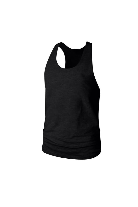 Men's Gym Bodybuilding Stringer Tank Top Workout Muscle Y-Back Cut Shirt Fitness Sleeveless Cotton Vest Black