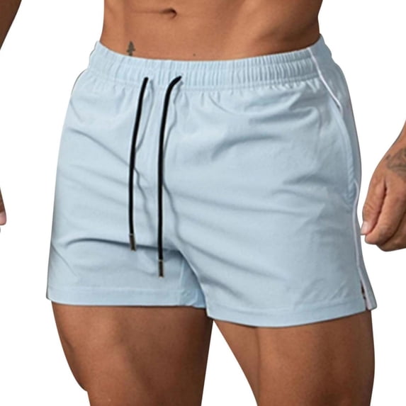FRSASU Men's Gym Workout Shorts Quick Dry Athletic Shorts 5 Inch Lightweight Sports Running Shorts with Pockets Light Blue
