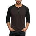thumbnail image 1 of FRSASU Men's Henley Shirt Fall Crewneck Color Block Slim Fit Long Sleeve T Shirts Button up Tees Hot Pink, 1 of 7
