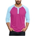 thumbnail image 1 of FRSASU Men's Henley Shirt Fall Crewneck Color Block Slim Fit Long Sleeve T Shirts Button up Tees Light Blue, 1 of 7