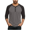 thumbnail image 1 of FRSASU Men's Henley Shirt Fall Crewneck Color Block Slim Fit Long Sleeve T Shirts Button up Tees Watermelon Red, 1 of 7