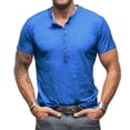 thumbnail image 1 of FRSASU Men's Henley Shirts Short Sleeve 3 Button T-Shirts Casual Lightweight Basic Tee Fashion Summer Tops Blue, 1 of 2