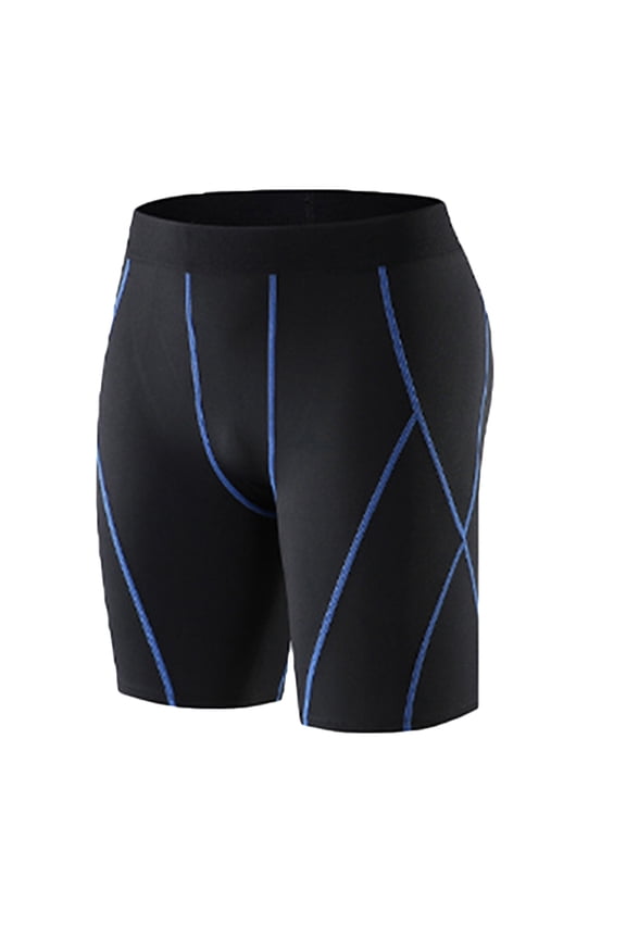 Men's Compression Shorts Stretch Breathable Gym Workout Running Tights Athletic Casual Base Layer Shorts Blue