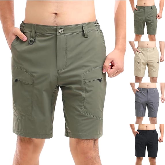 FRSASU Men's Hiking Cargo Shorts Lightweight Outdoor Work Shorts for Men Travel Casual with Multi Pockets Khaki