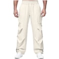 thumbnail image 1 of FRSASU Men's Hiking Pants Cargo Quick Dry Water Resistant Elastic Waist Zip Pockets Travel Work Lightweight Running Beige-B, 1 of 8
