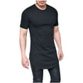 thumbnail image 1 of FRSASU Men's Hipster Curved Hem Premium Longline T Shirts Drop Tail Tee Tops Short Sleeve Slim Fit Hip Hop Shirt Gym Workout Black, 1 of 6