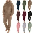 thumbnail image 1 of FRSASU Men's Hooded Onesie Pajamas Lightweight Fuzzy Fleece Zip Up Jumpsuit Long Sleeve Long Pants One Piece home wear Wine, 1 of 6